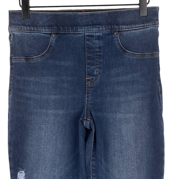 Spanx Jean Ish Leggings Medium High Rise Raw Hem Pull On Pant Ankle Shaping - Picture 2 of 10